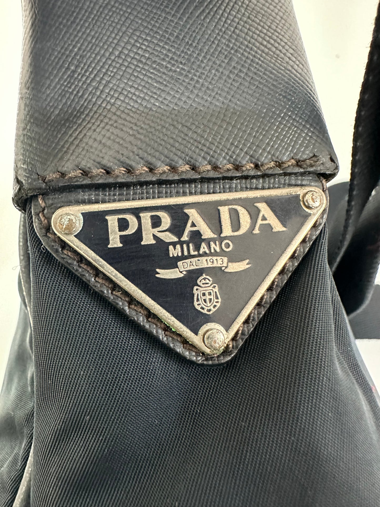 PRADA Tessuto Nylon Flat Messenger Bag Navy