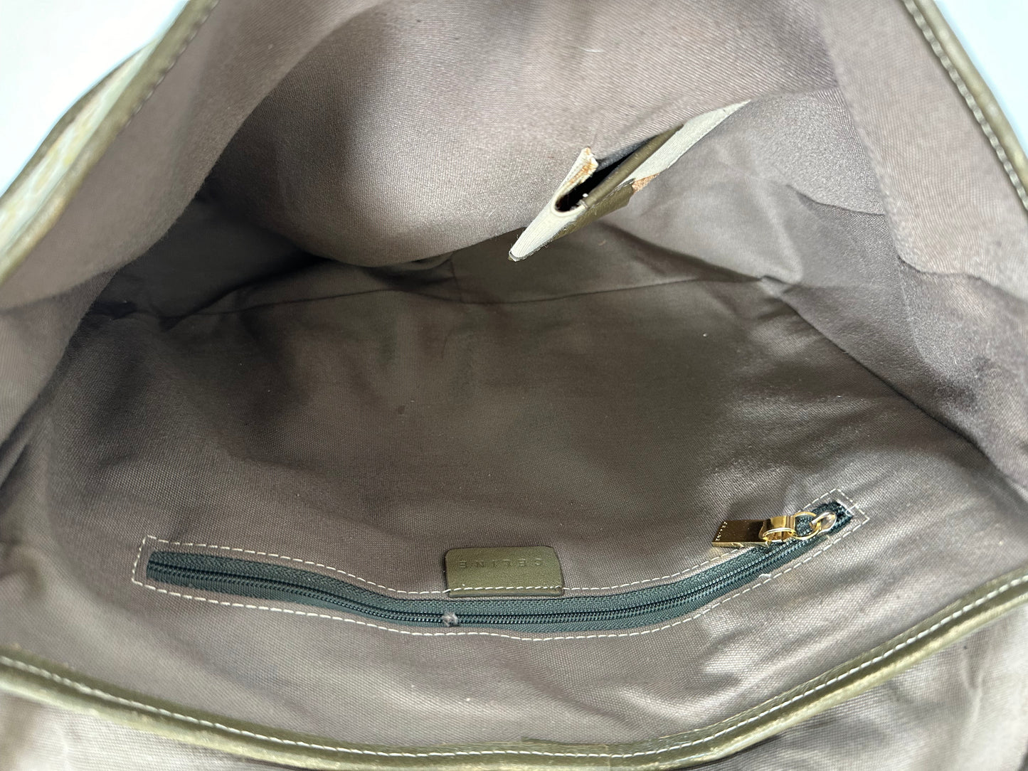 CELINE green Macadam Canvas and Leather Vintage Messenger Bag