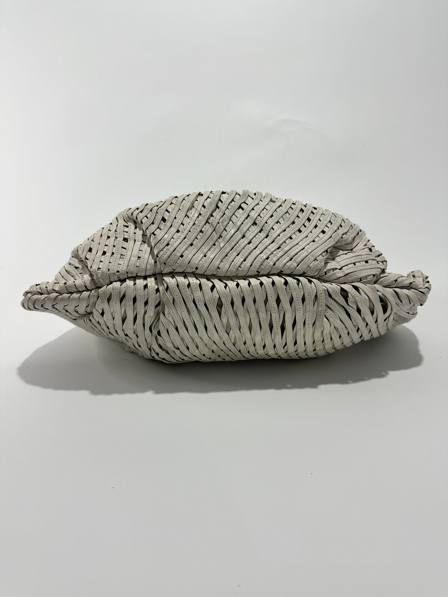 VINTAGE JIL SANDER Womens’ White Woven Leather Hobo Bag.
