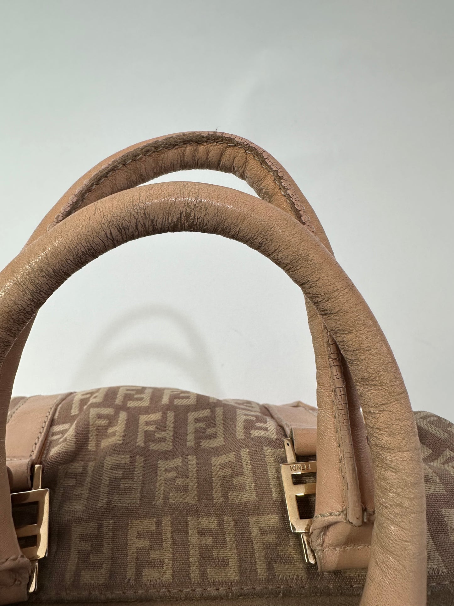 Fendi Pink Zucchino Canvas Small Forever Bauletto Boston Bag