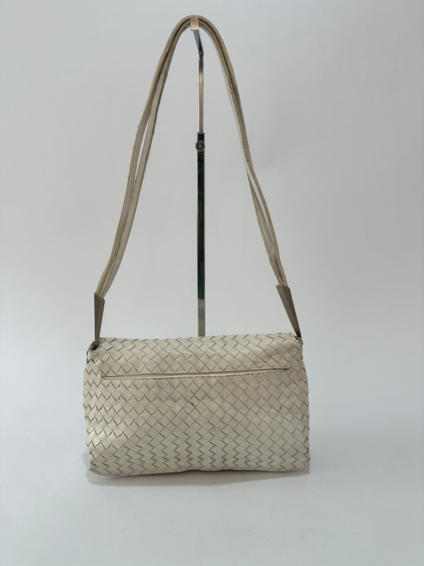 Bottega Veneta Beige Intrecciato Leather Nodini Crossbody Bag