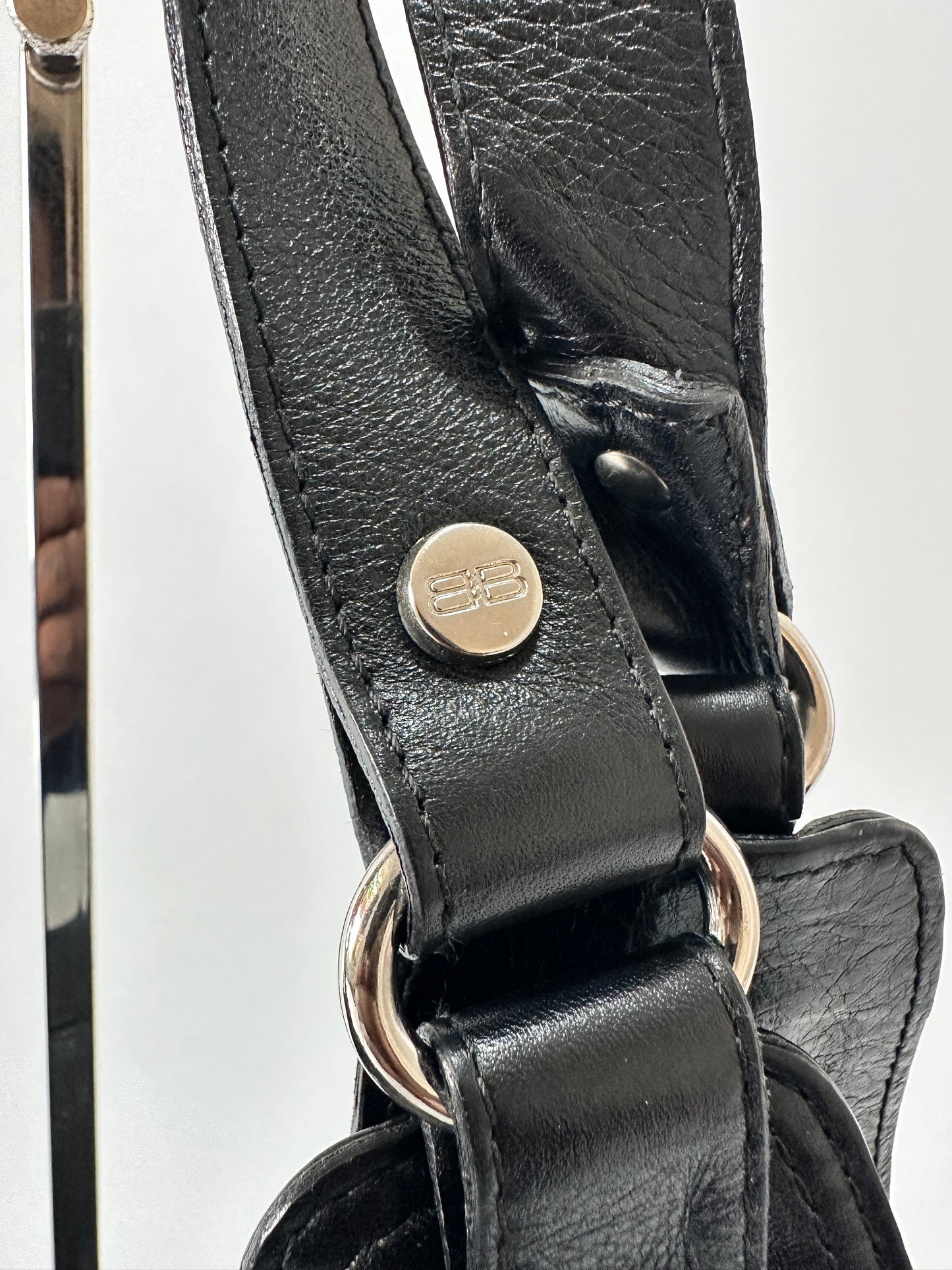 Vintage Balenciaga Black Leather Shoulder Bag