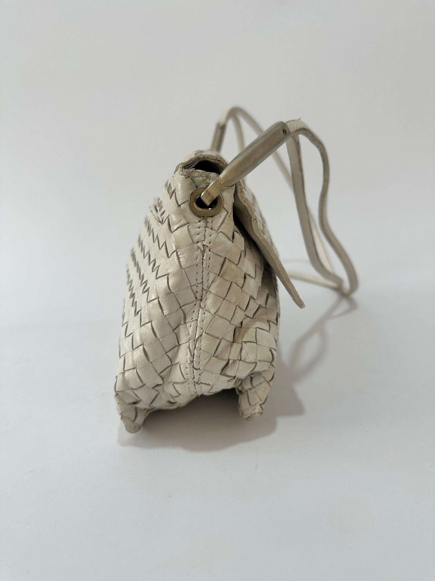 Bottega Veneta Beige Intrecciato Leather Nodini Crossbody Bag