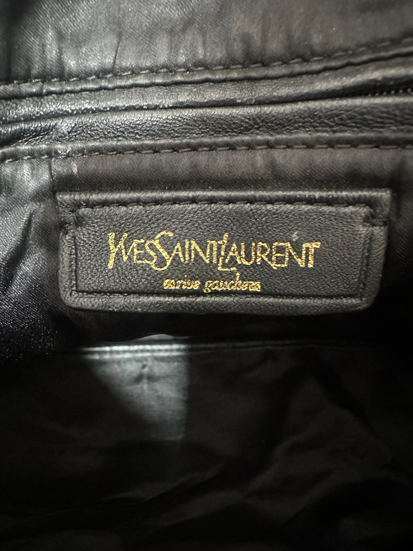 Yves Saint Laurent Black Croc-Embossed Raspail Tote