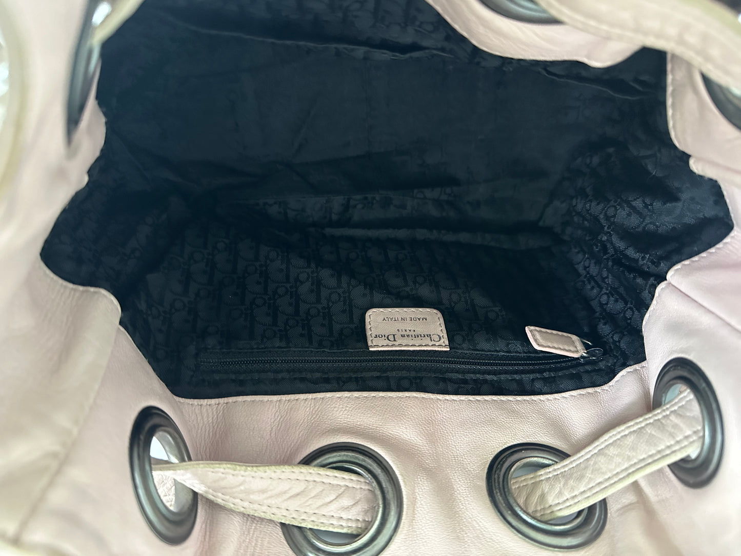 Dior Cannage Quilted Leather Drawstring Bucket Bag