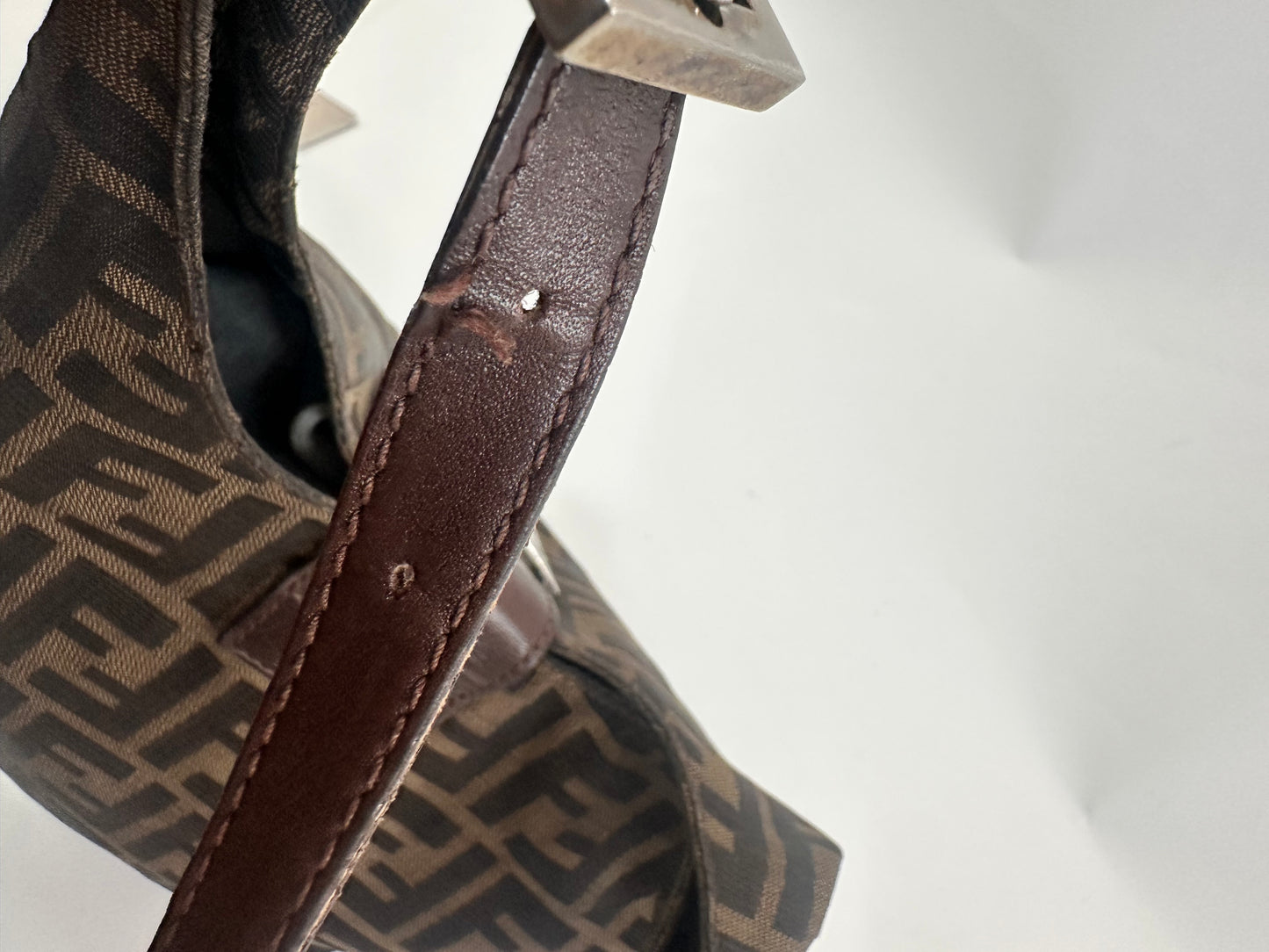 FENDI Zucca Canvas Mamma Baguette Shoulder Bag
