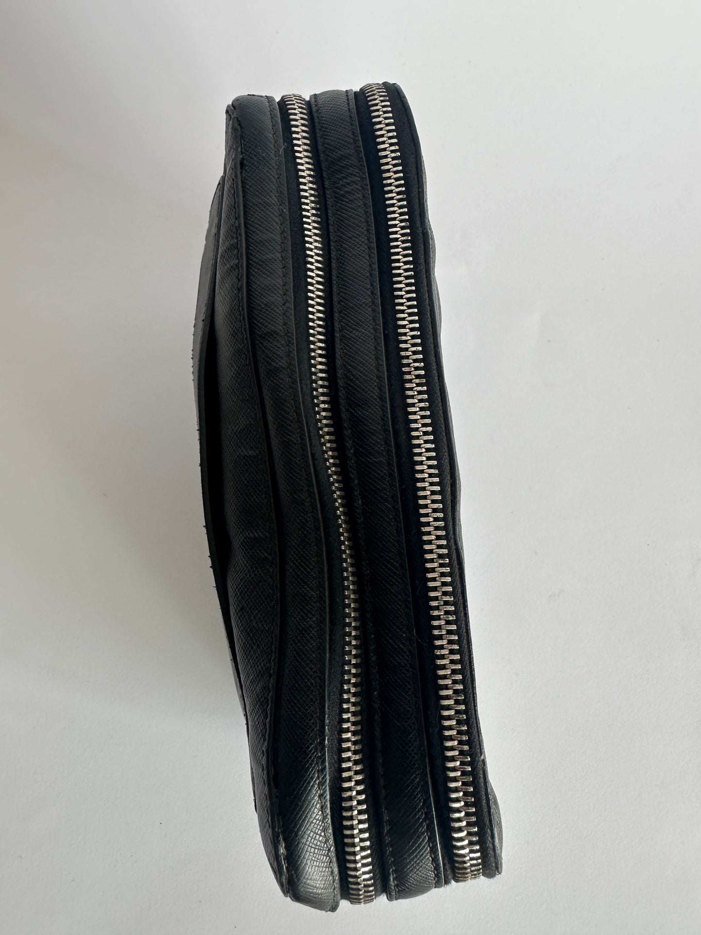 PRADA Black Leather Travel Clutch