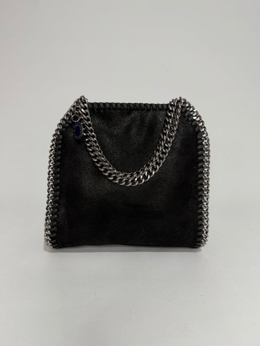Stella McCartney Falabella Mini Tote Black Shaggy Deer Chain Bag Silver Hardware