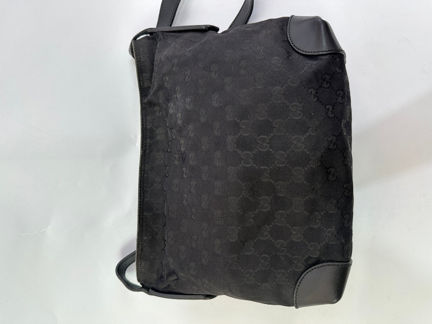 GUCCI Gucci GG Canvas Sherry Line Shoulder Bag Leather Black