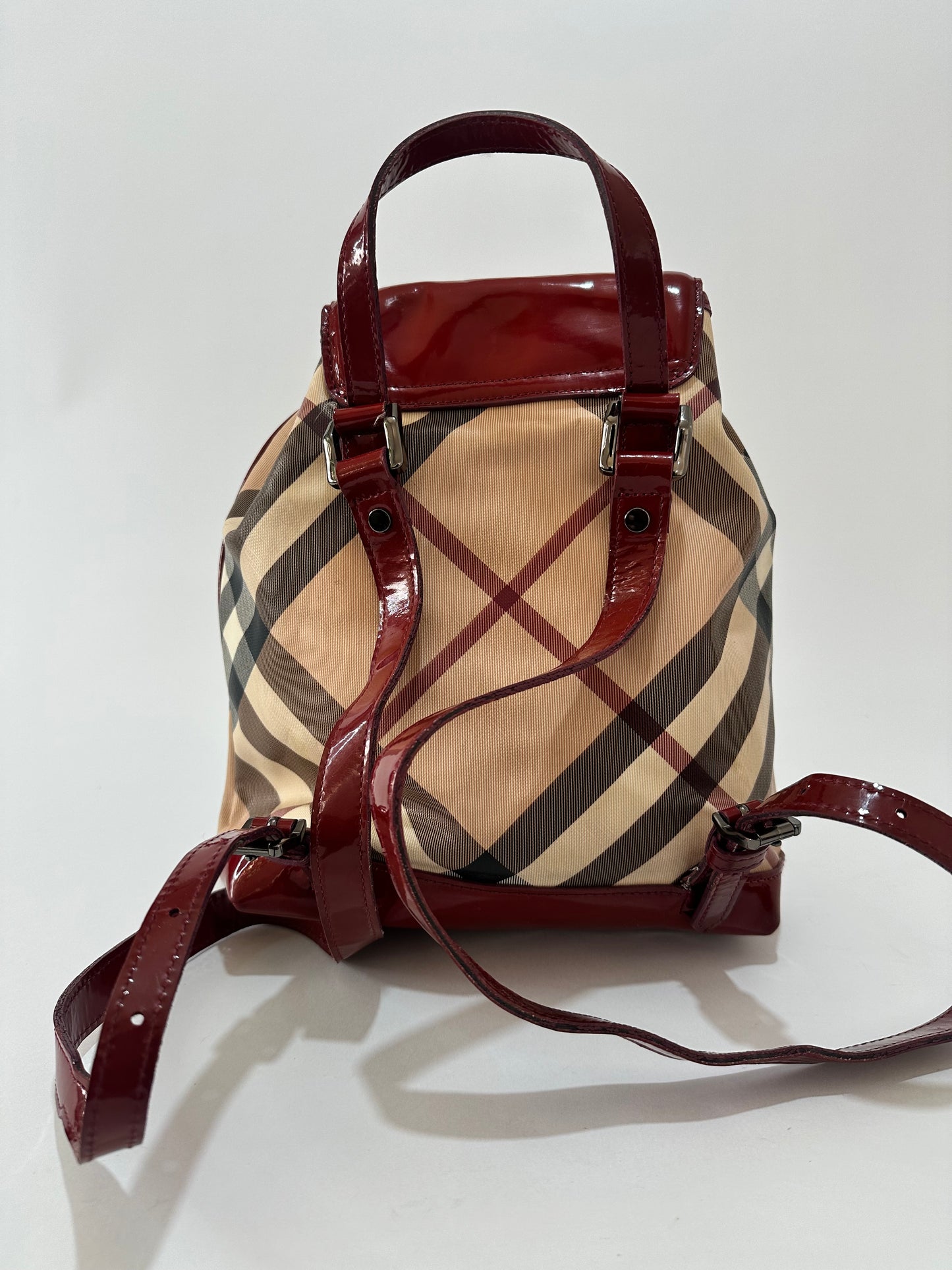 Burberry Beige/Red PVC and Patent Leather Backpack