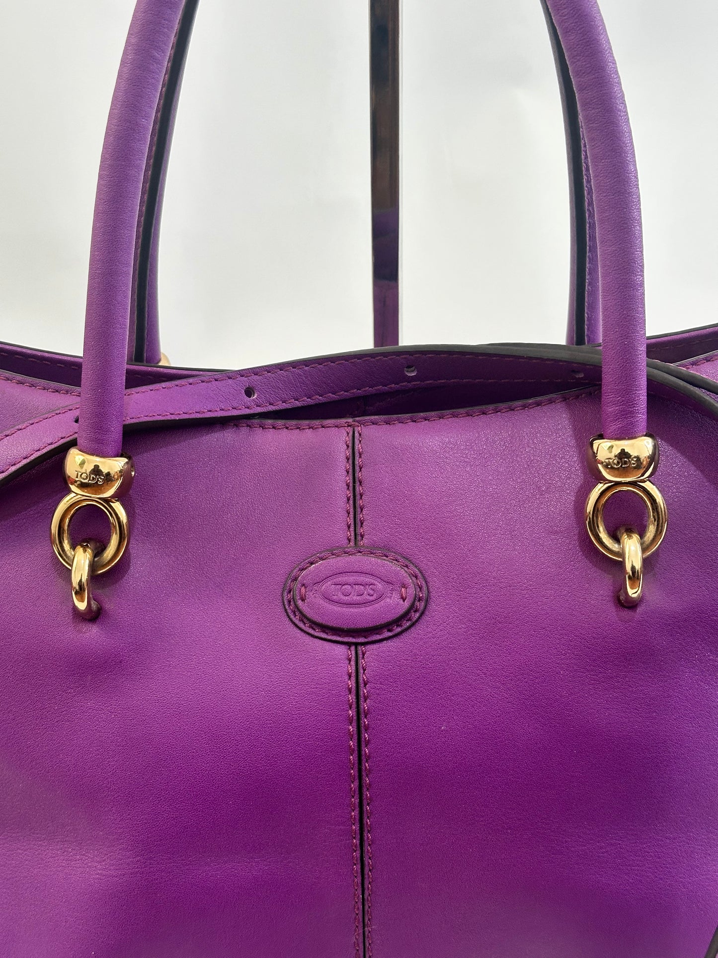 Tod's Purple Sella Bauletto Piccolo Satchel Bag w/ Strap