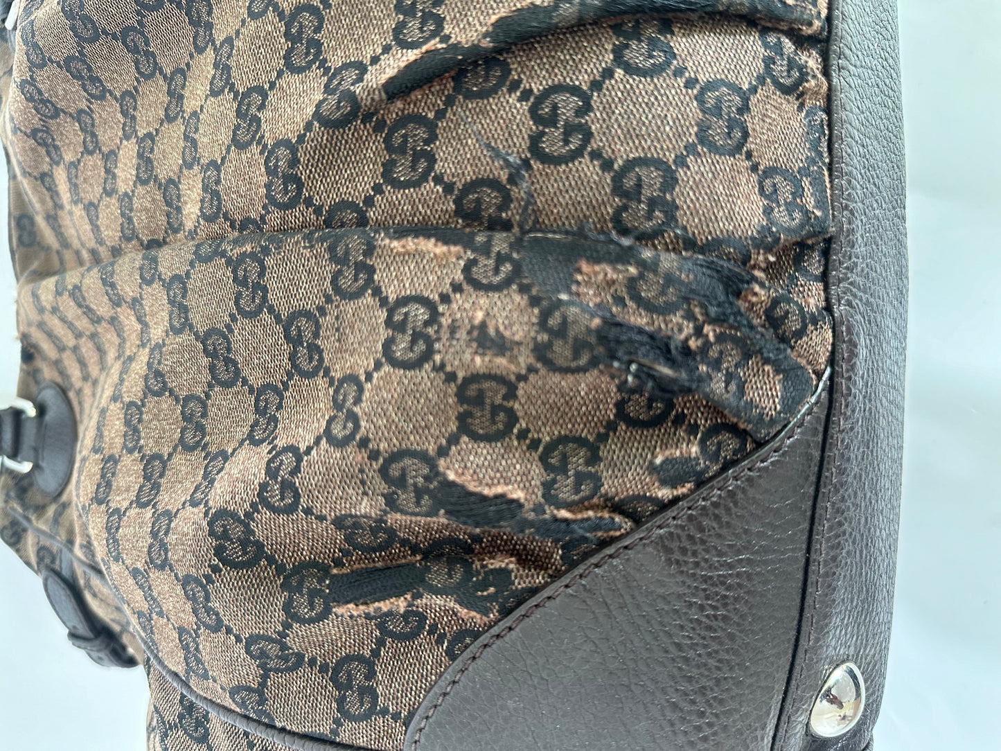 GUCCI GG Denim Full Moon Tote