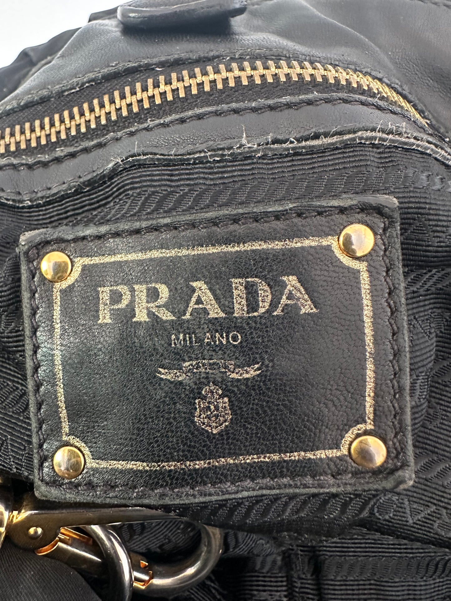 PRADA Black Tessuto Nylon Gaufre Tote