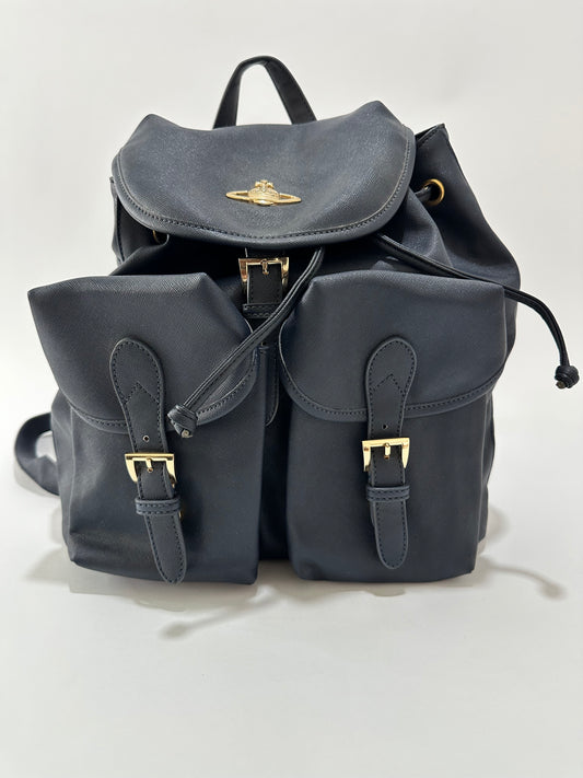 Vivienne Westwood Blue Leather Orb Backpack