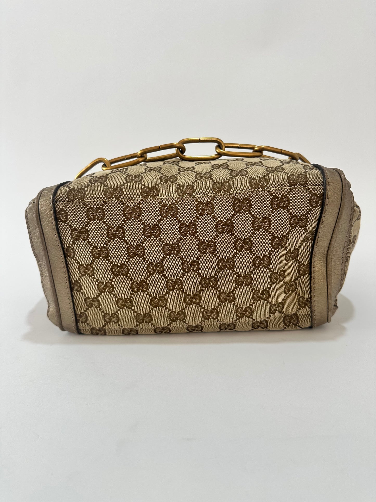 Gucci Beige/Gold GG Canvas and Leather Bella Flap Bag