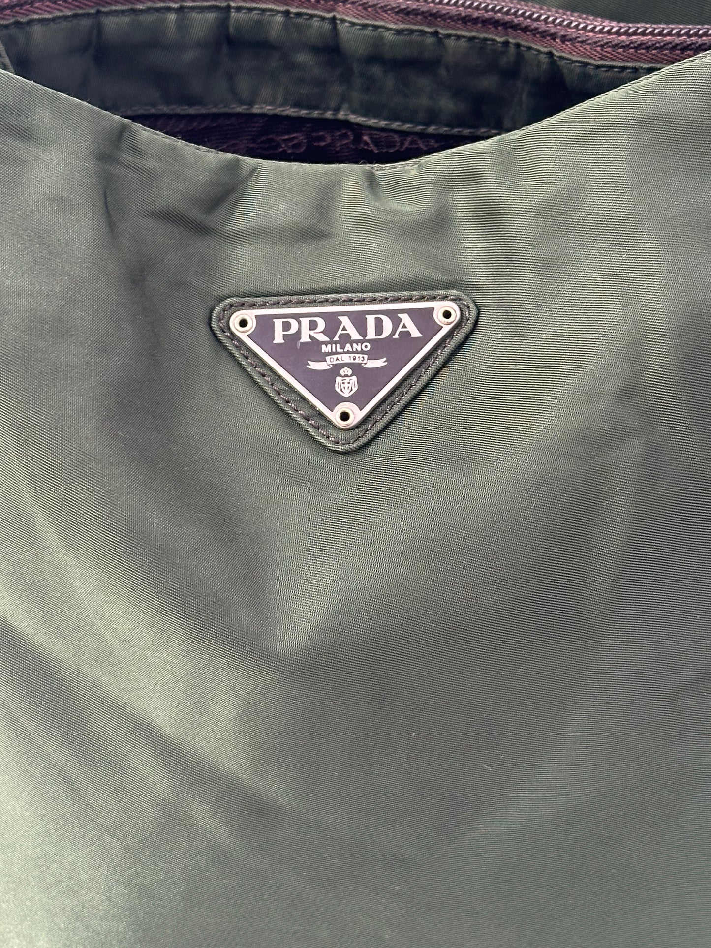 Prada Green Nylon Tote Bag
