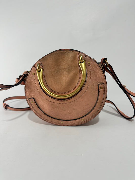 CHLOE
Shiny Goatskin Smooth Calfskin Suede Small Pixie Bag Saffron Red