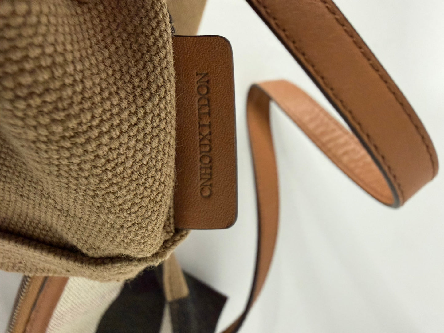 BURBERRY Canvas Mega Check Mini Ashby Tassel Crossbody Brown