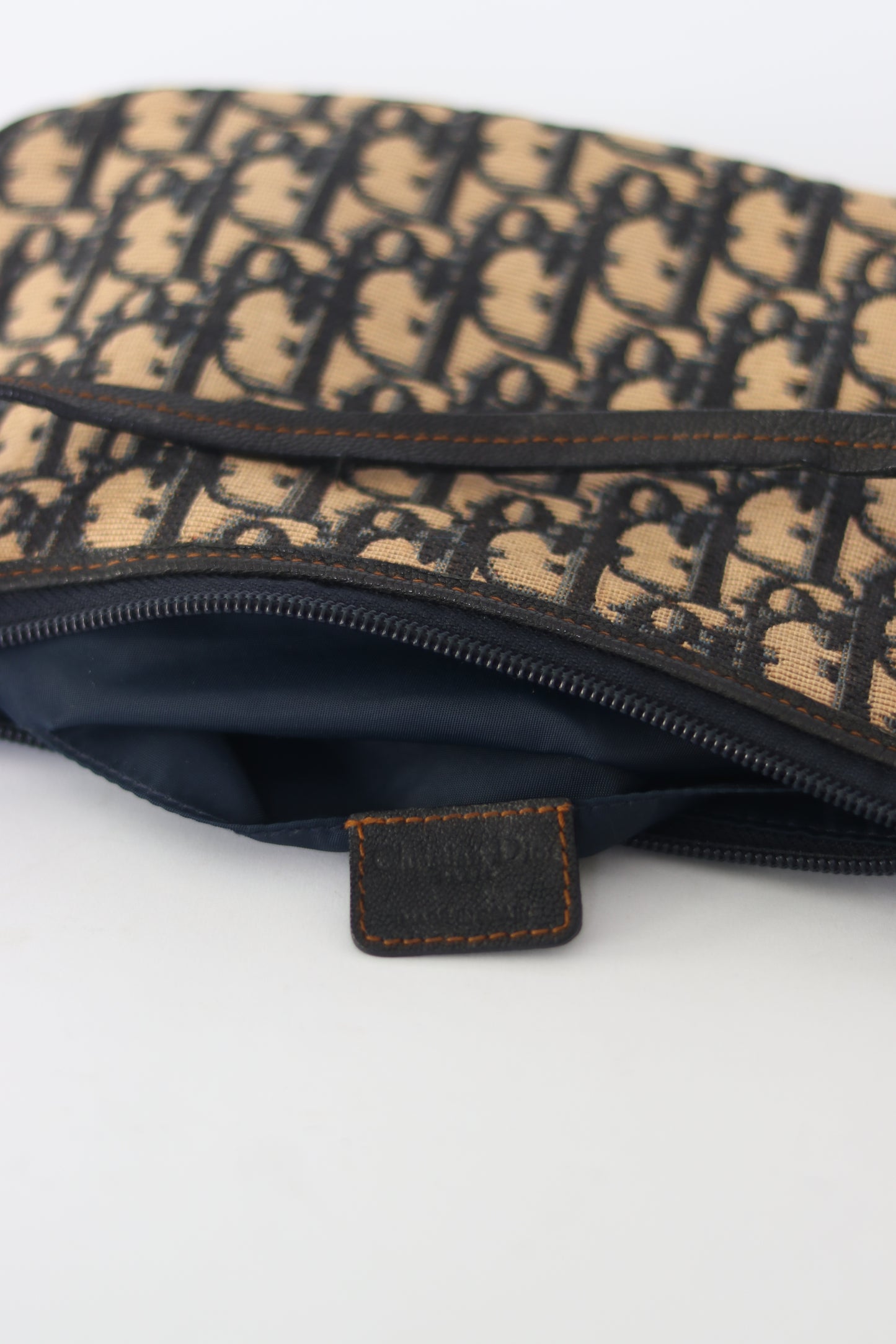 Dior Navy Blue Oblique Canvas and Leather Baguette Bag