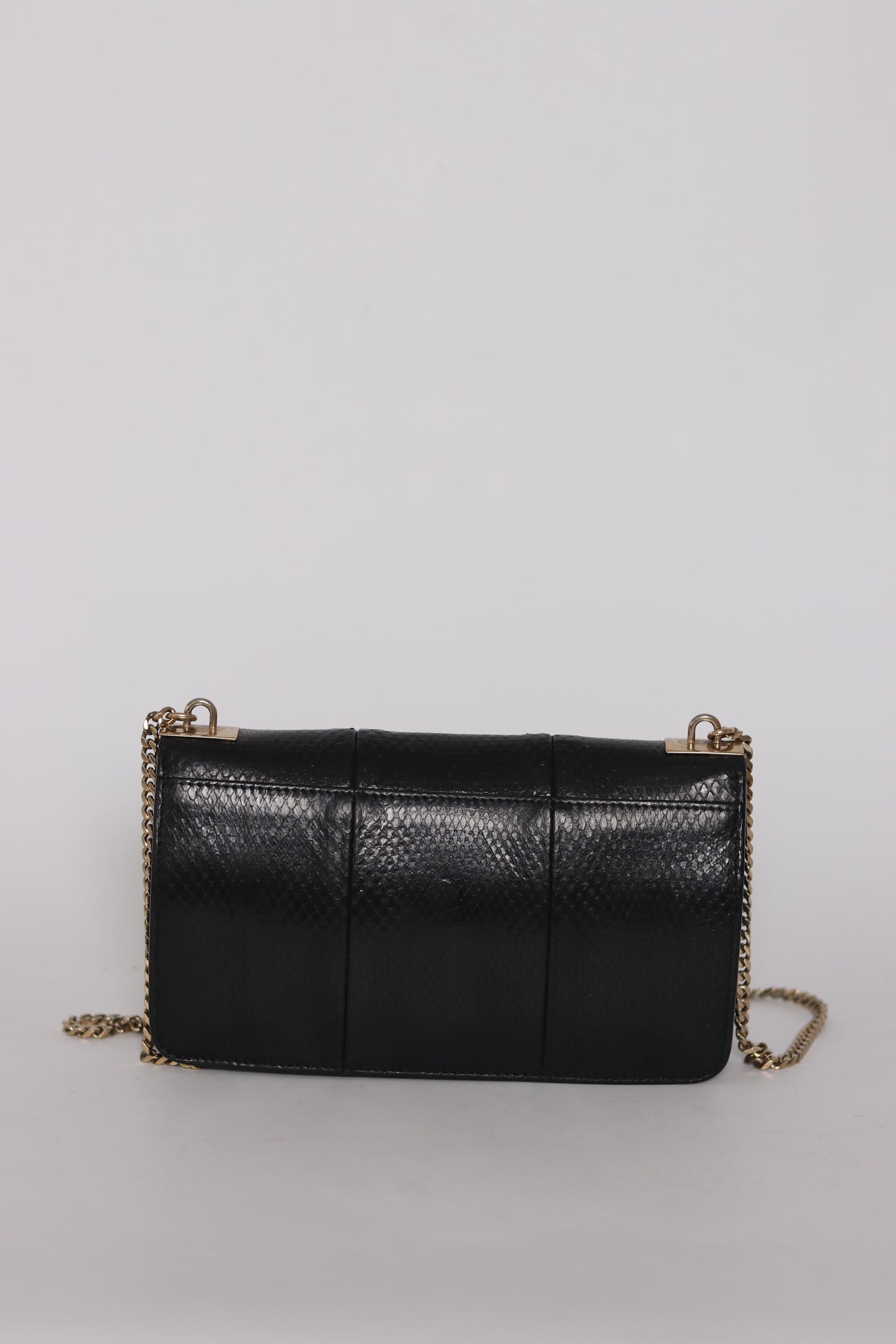 Gucci Black Python 1973 Chain Clutch