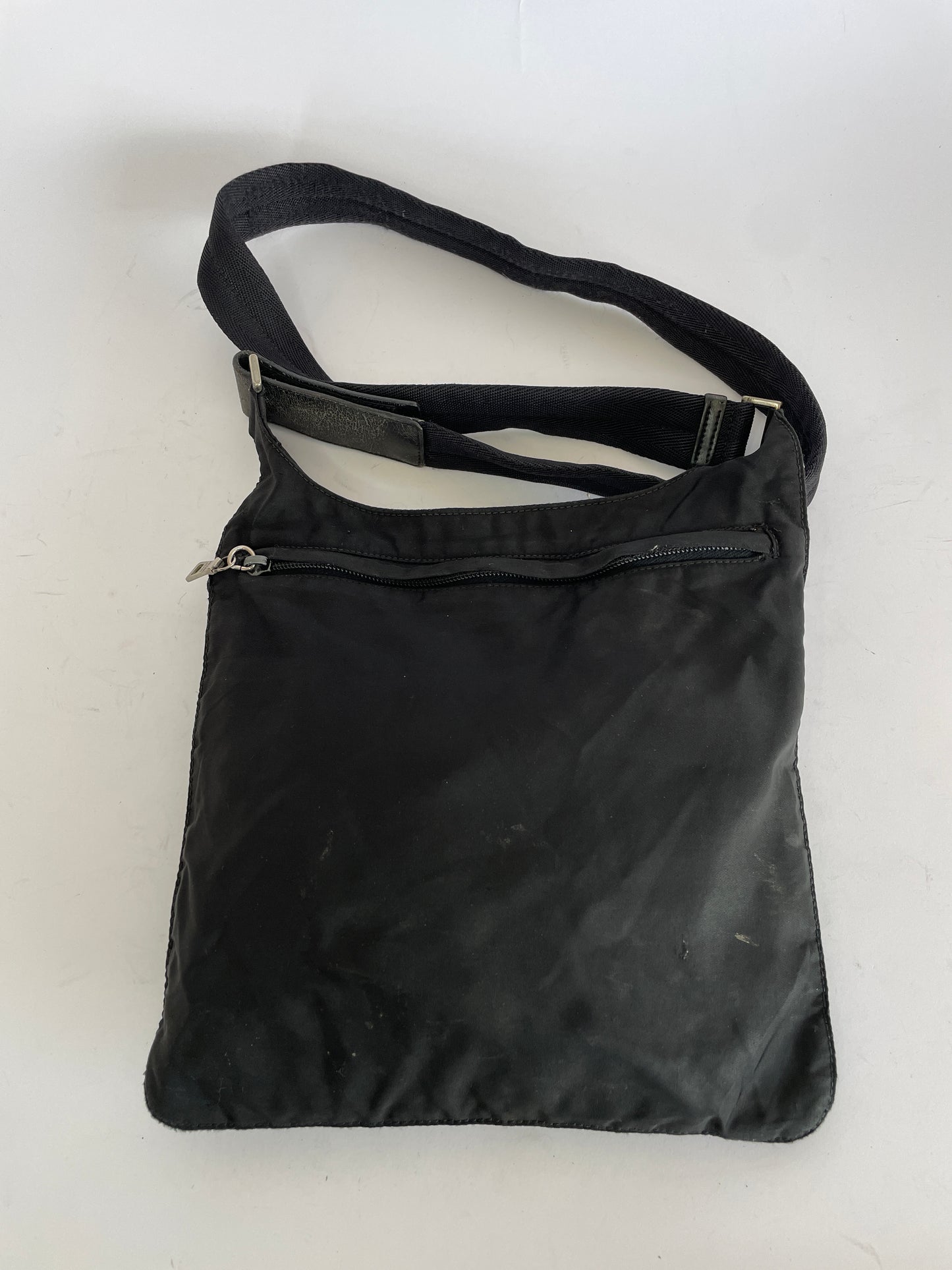 PRADA Nylon Vela Flat Messenger Bag Black