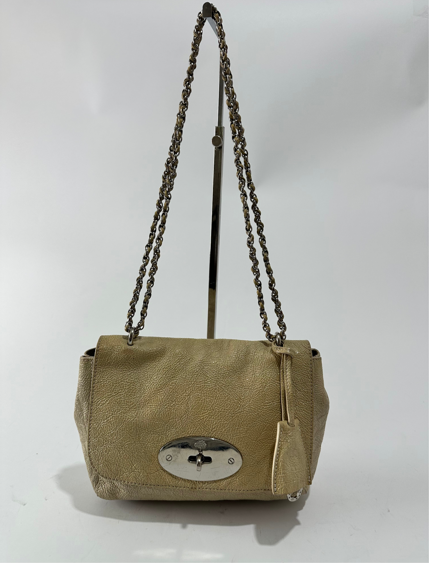 Mulberry Green crinkled Patent Leather Medium Lily Shoulder Bag