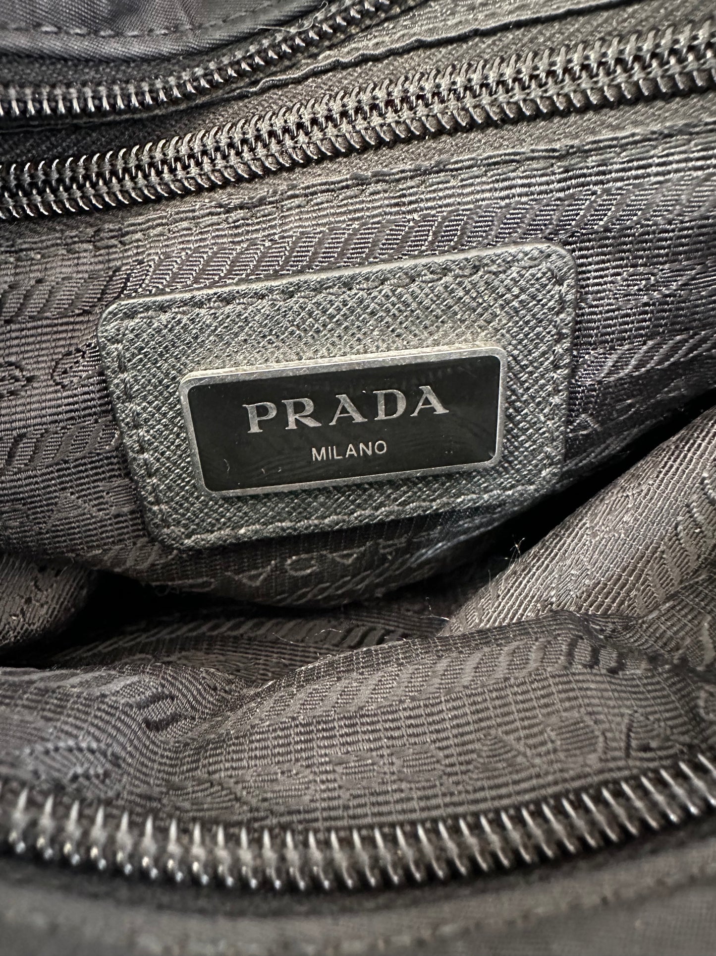 PRADA Tessuto Nylon Flat Messenger Bag Black