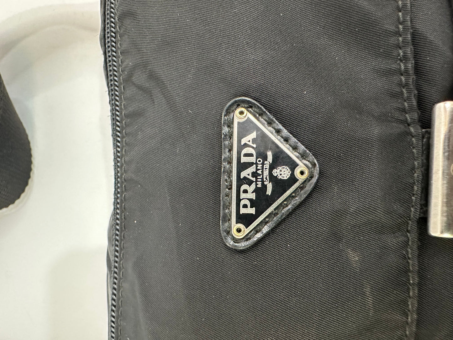 PRADA Unisex Tessuto Nylon Messenger Bag Black