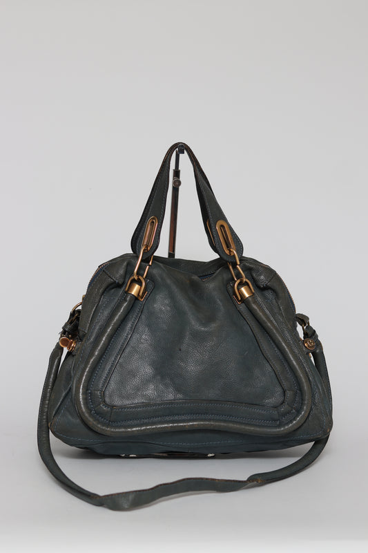 Chloe Green Leather Medium Paraty Shoulder Bag
