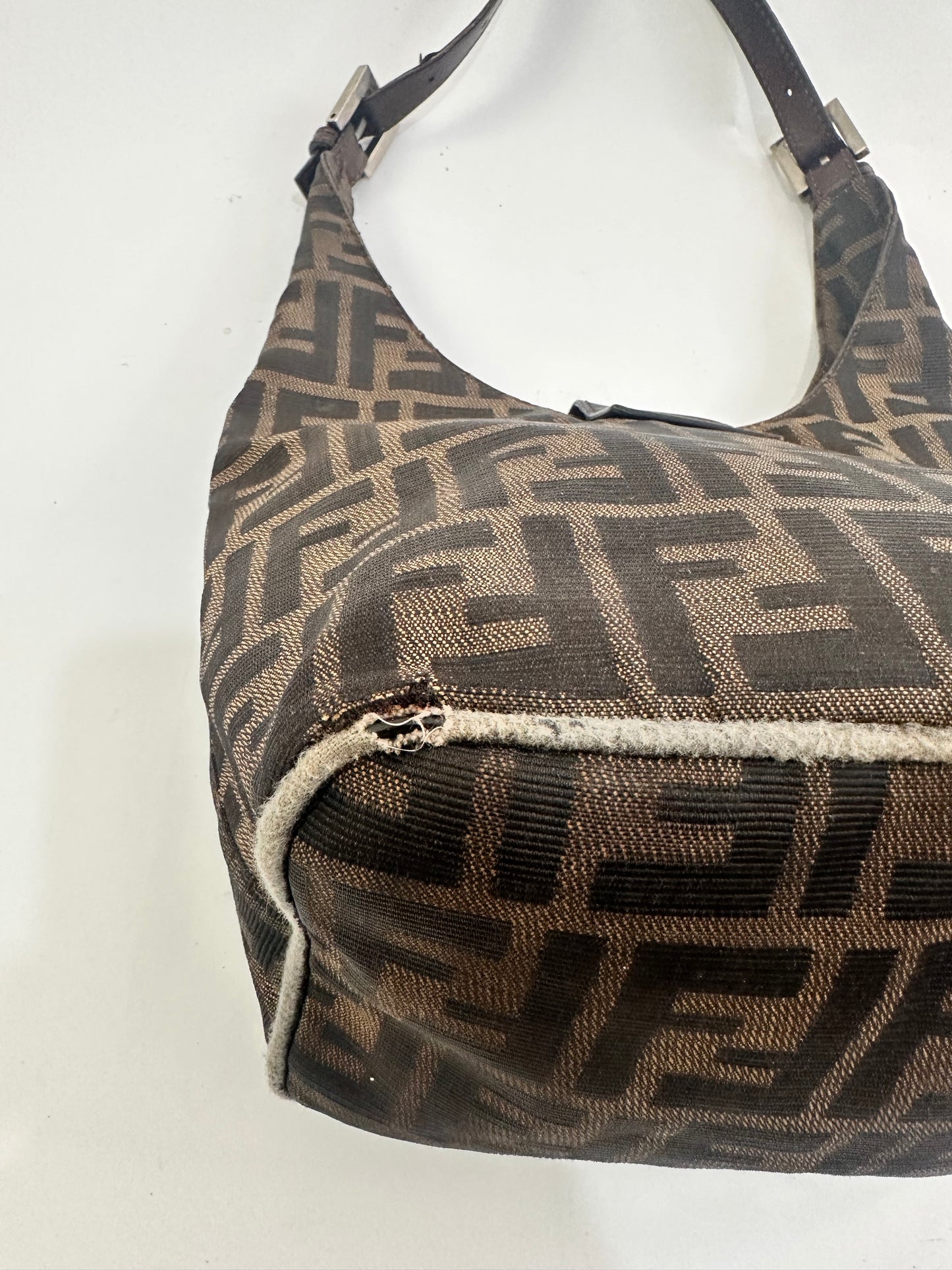 FENDI Zucca Canvas Mamma Baguette Shoulder Bag