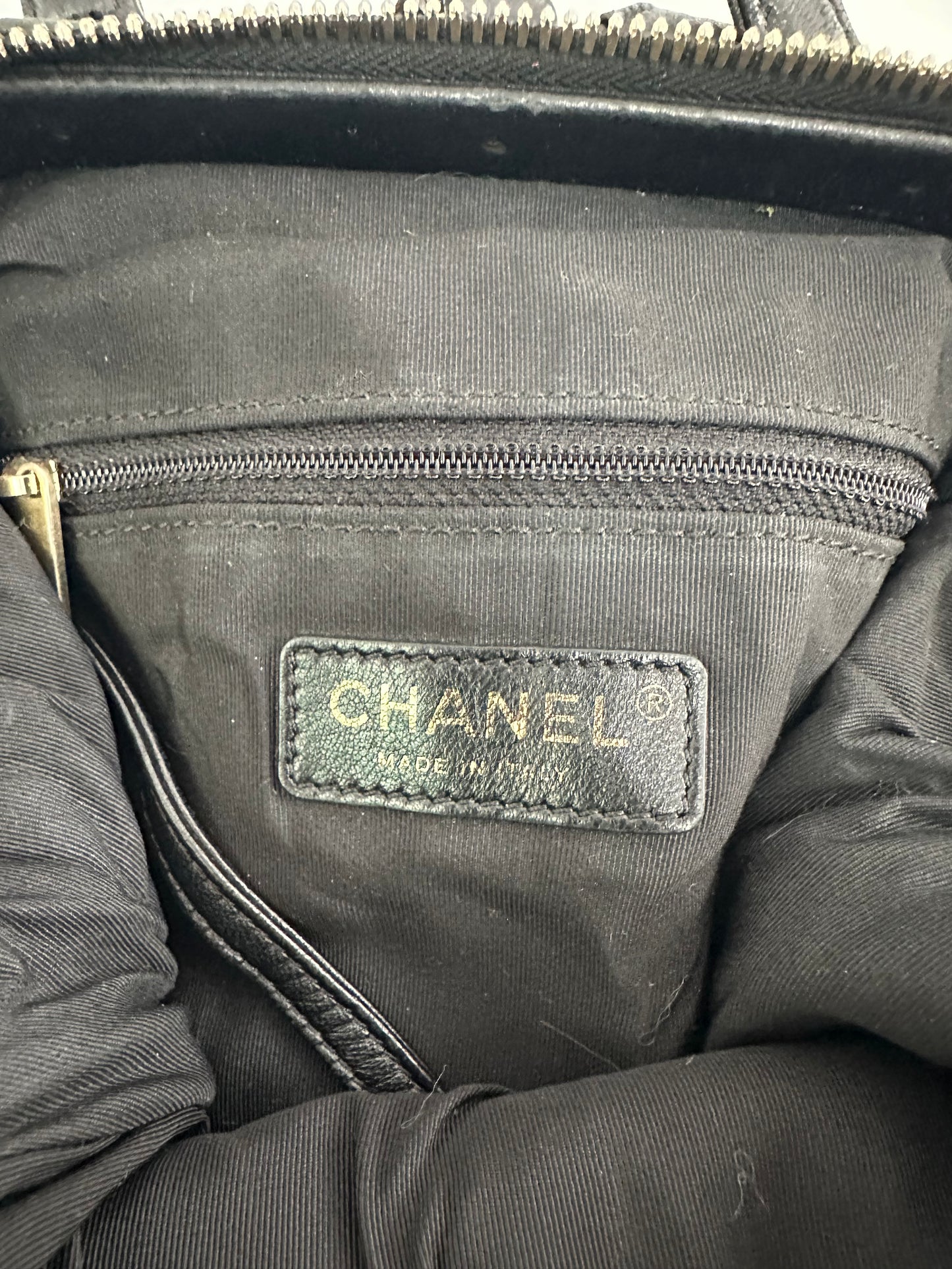 CHANEL
CC Diamond Quilted Backpack Black