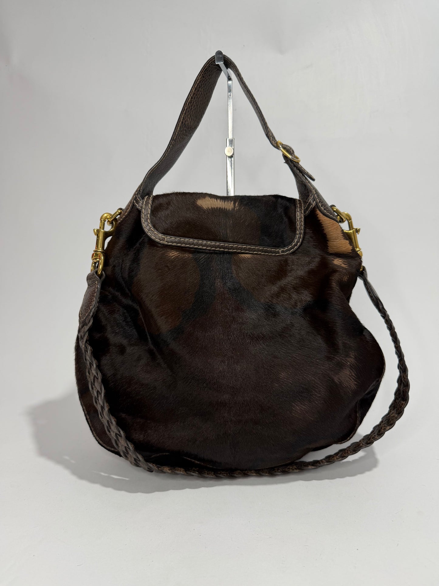 GUCCI
Dark Brown Porny hair Pelham Large Shoulder Bag