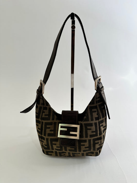 Fendi Zucca Mamma Bucket Handbag Brown Black