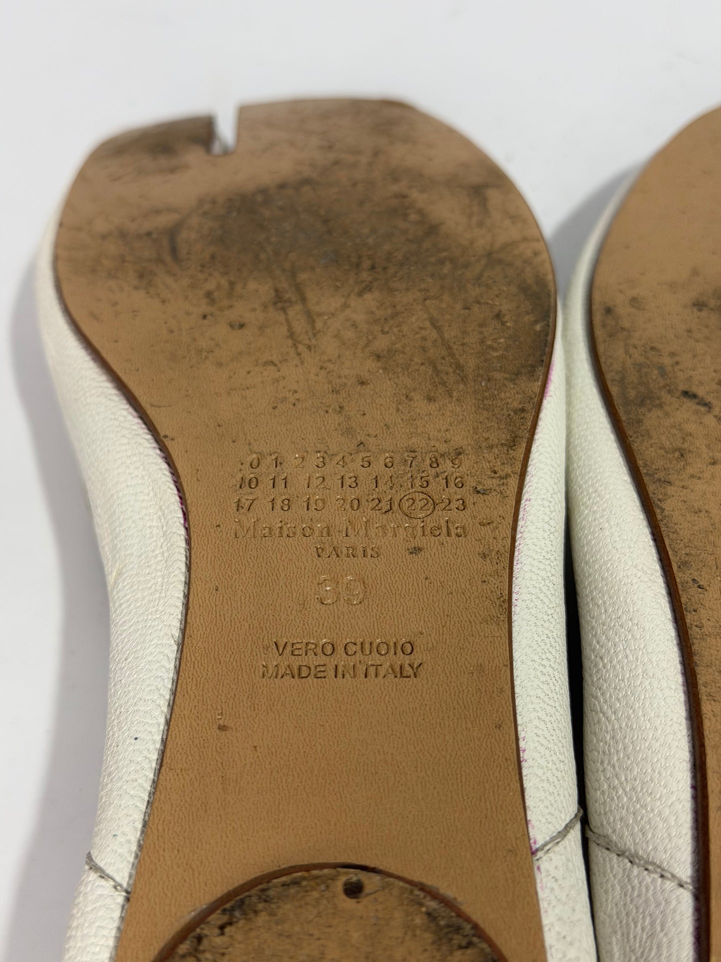 Maison Margiela Tabi Ballet Flats Ivory Leather Split-Toe EU 39