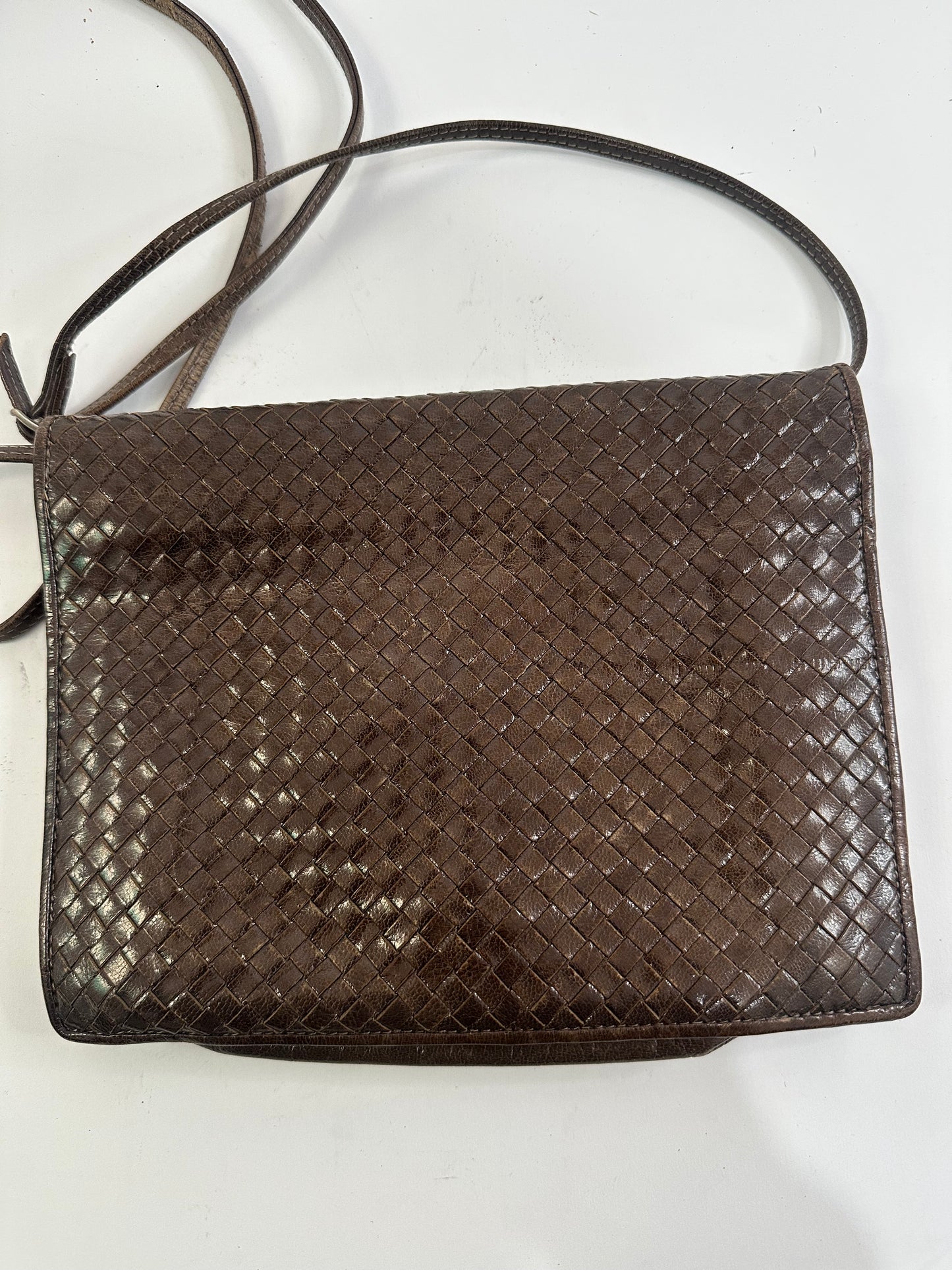 Fendi Braided leather shoulder strap Dark brown