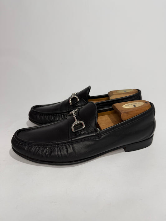 Gucci Black Leather Horsebit Slip On Loafers Size 8 UK/ 9US