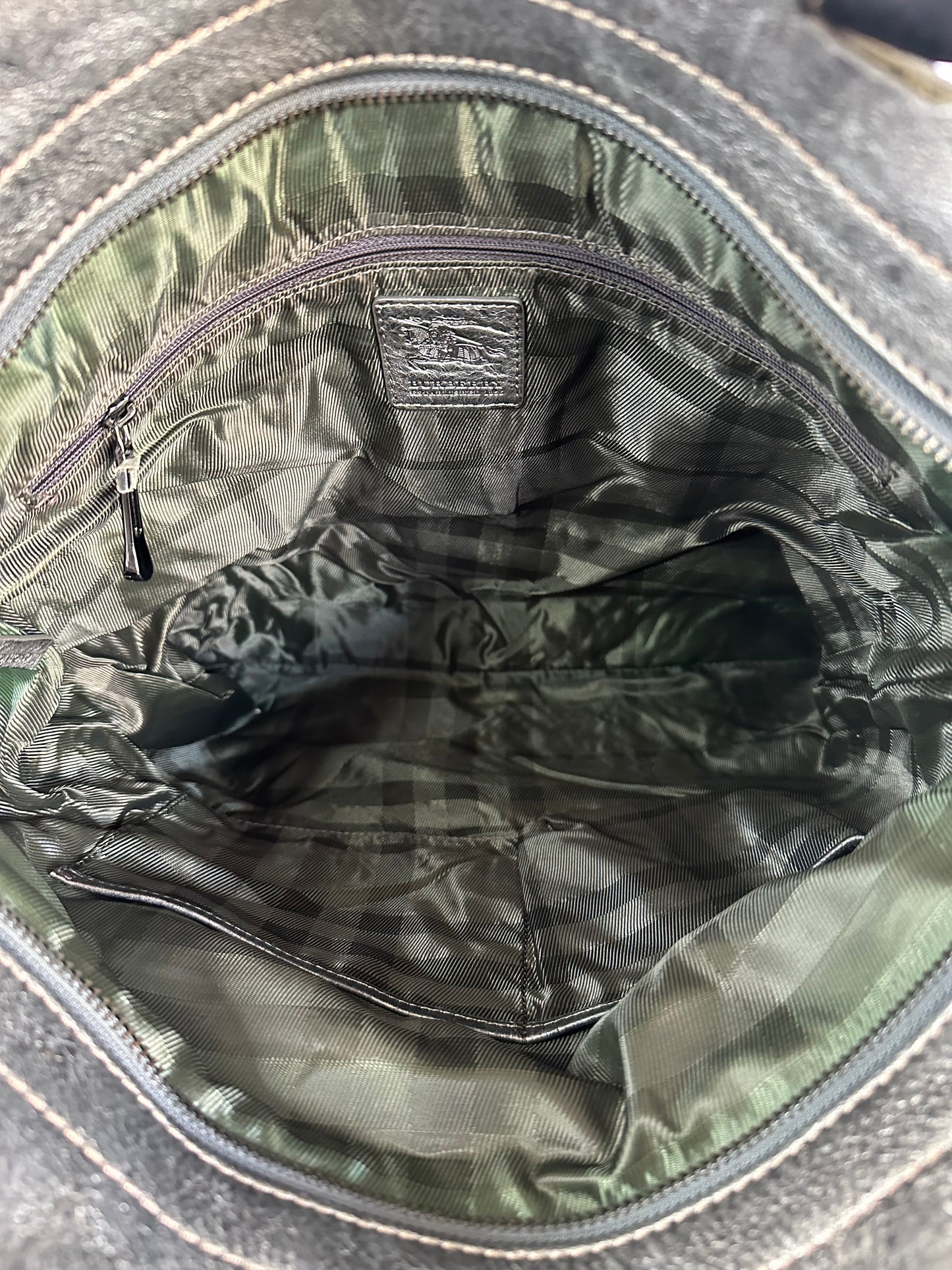 BURBERRY Shimmer Check Leather-Trimmed Tote