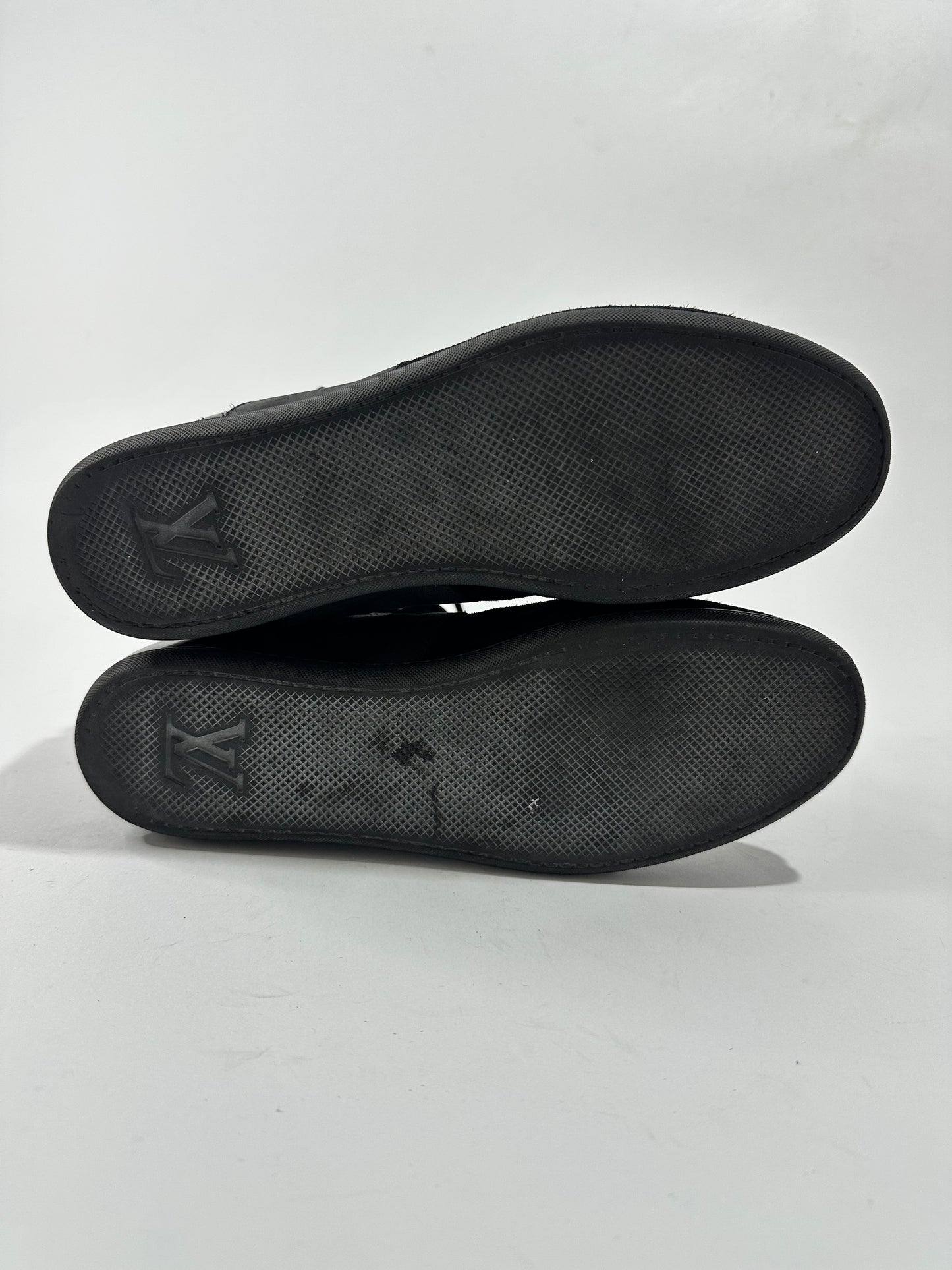 Louis Vuitton Black/Brown Suede Patent Leather Monogram Move Up Sneakers Size 38