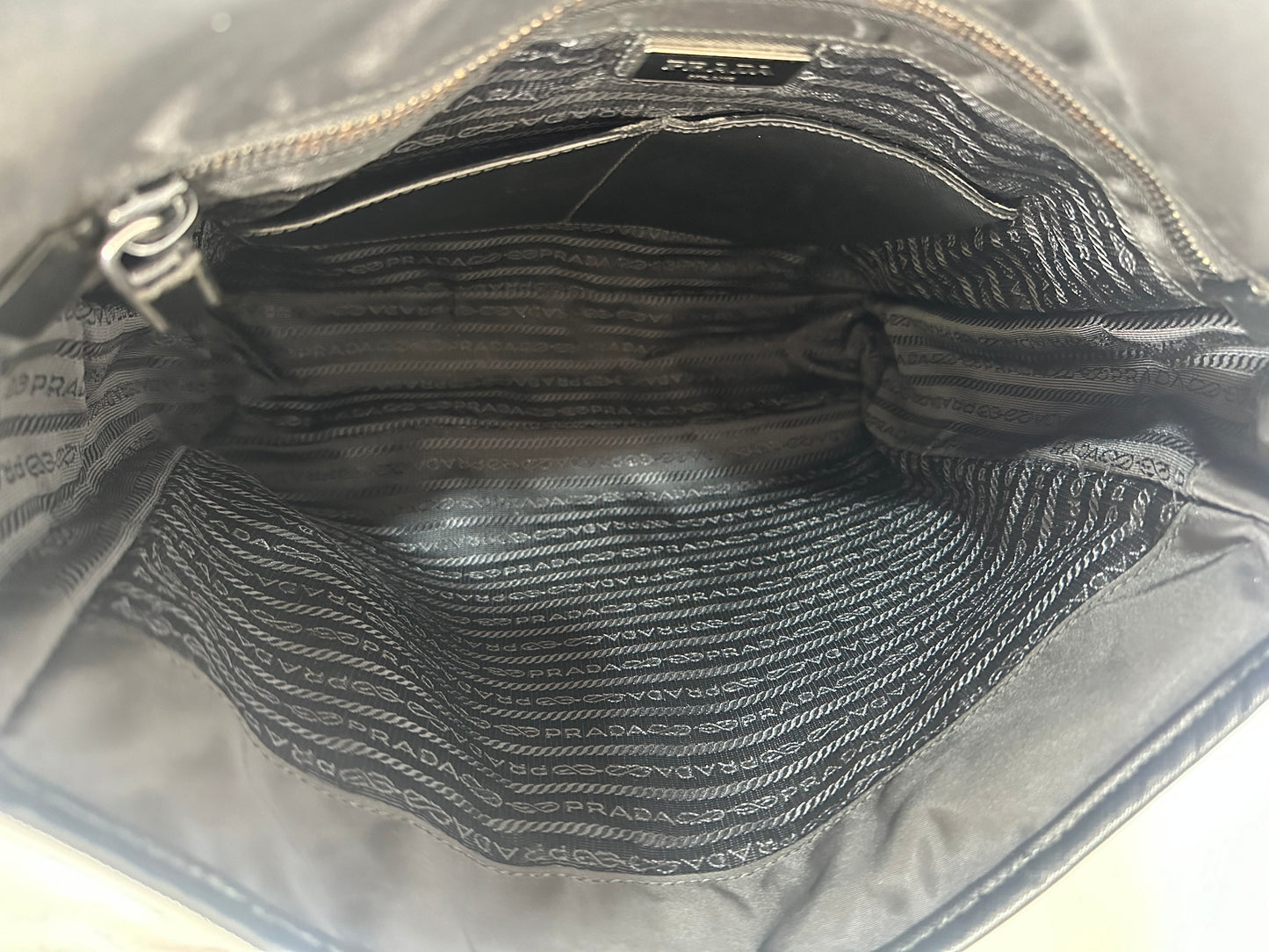 PRADA Tessuto Nylon Saffiano Logo Messenger Bag Black