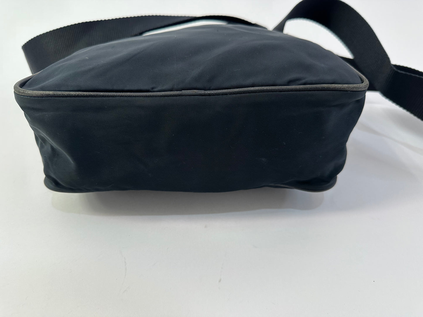 PRADA Tessuto Nylon Flat Messenger Bag Navy