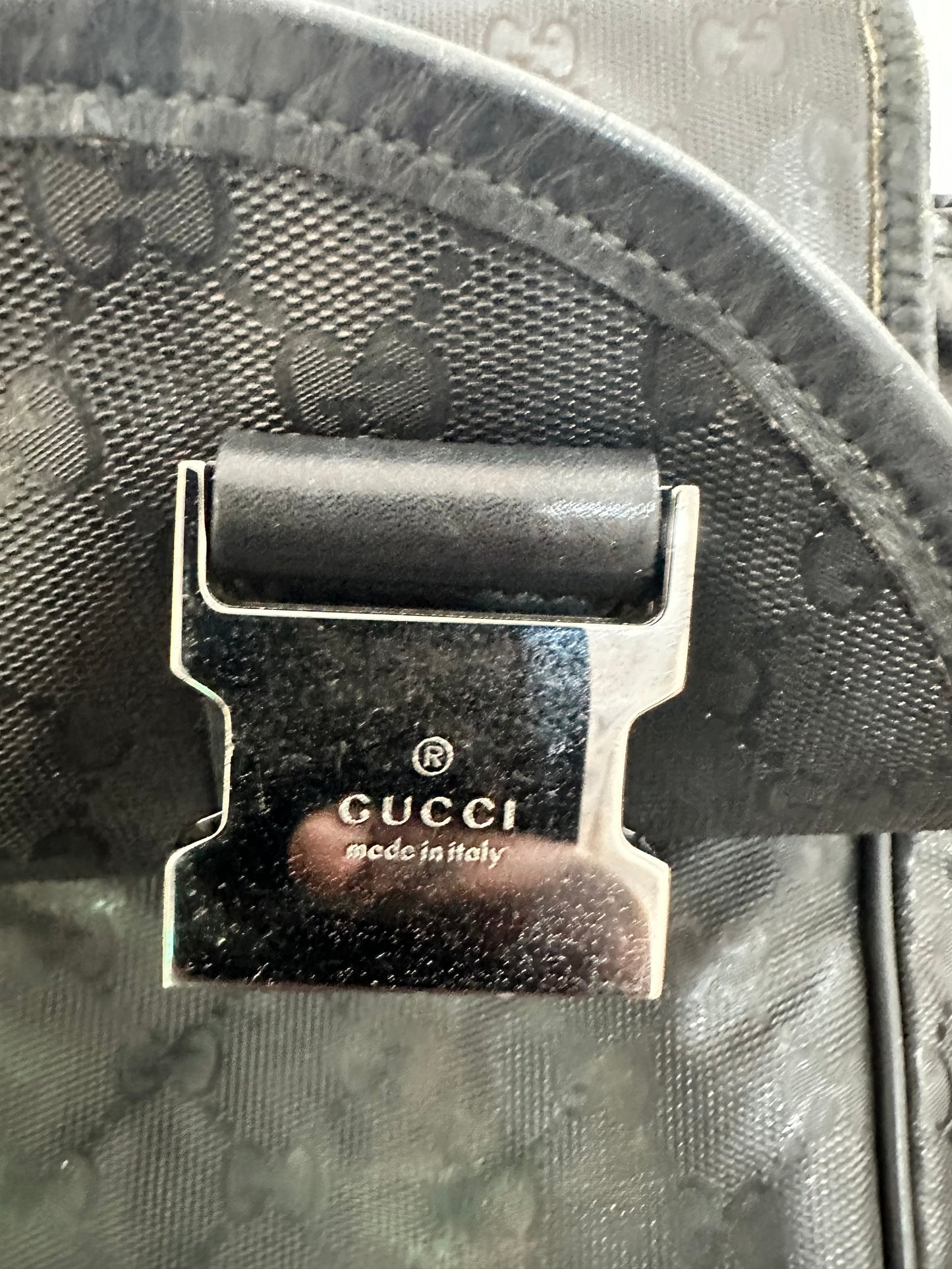 Gucci Double Buckle Messenger Bag GG Imprime Large