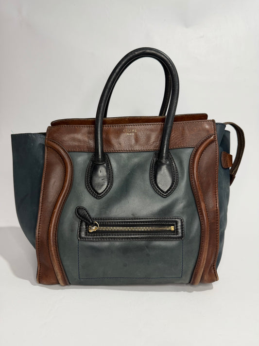 CELINE
Tri-Color Calfskin Leather Large Luggage Tote Bag