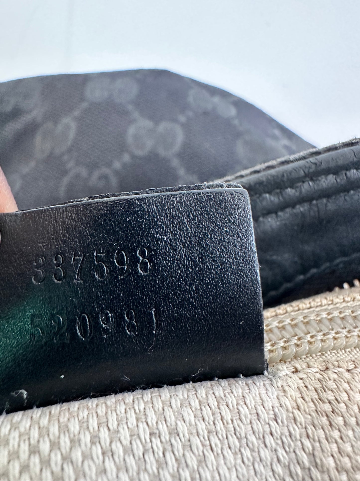 GUCCI Gucci GG Canvas Sherry Line Shoulder Bag Leather Black