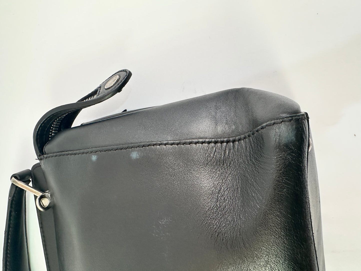 FENDI
Black/Royal Blue Smooth Calfskin Leather Dotcom Satchel Bag