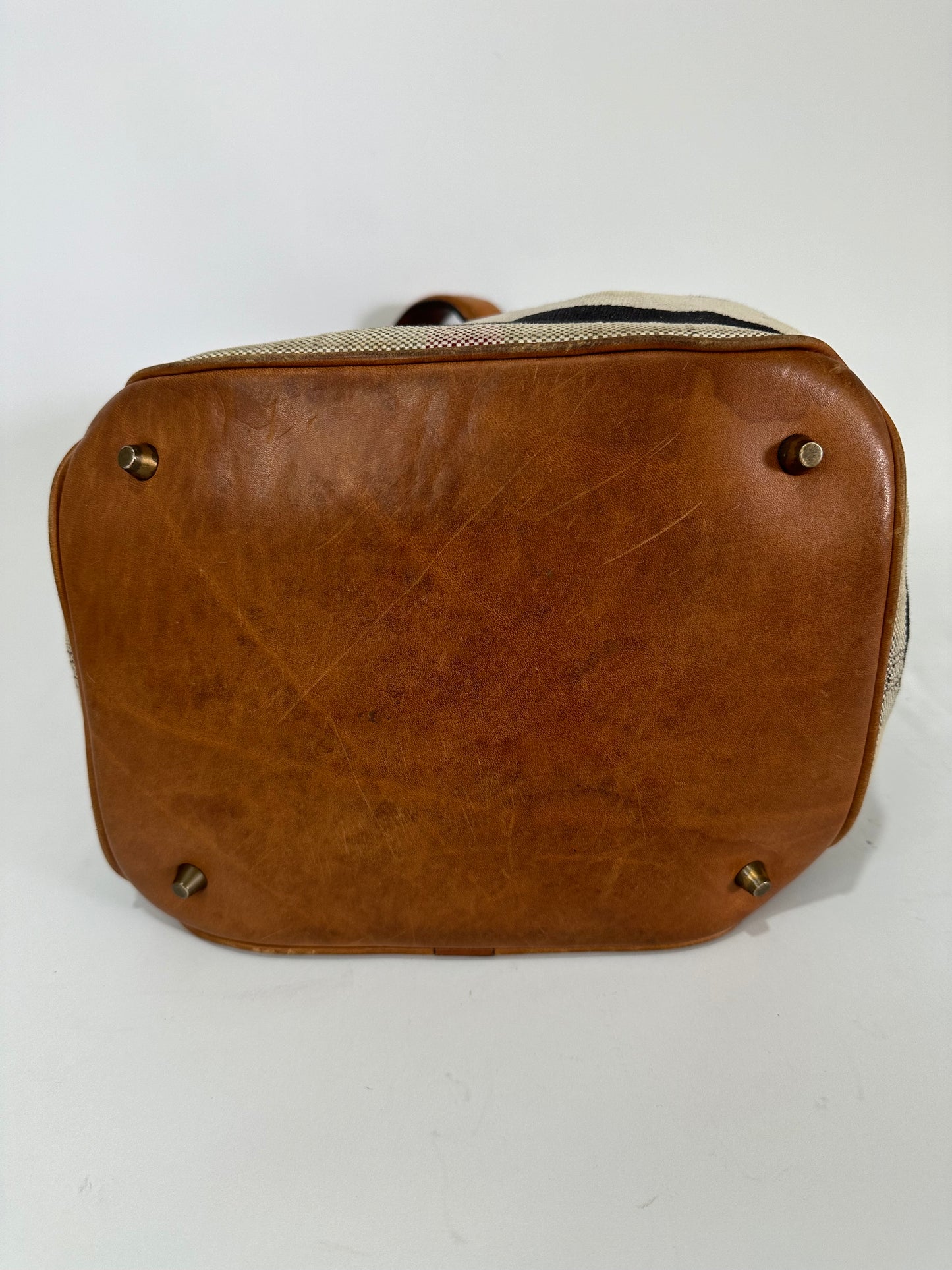 BURBERRY Canvas Mega Check Medium Ashby Hobo Saddle