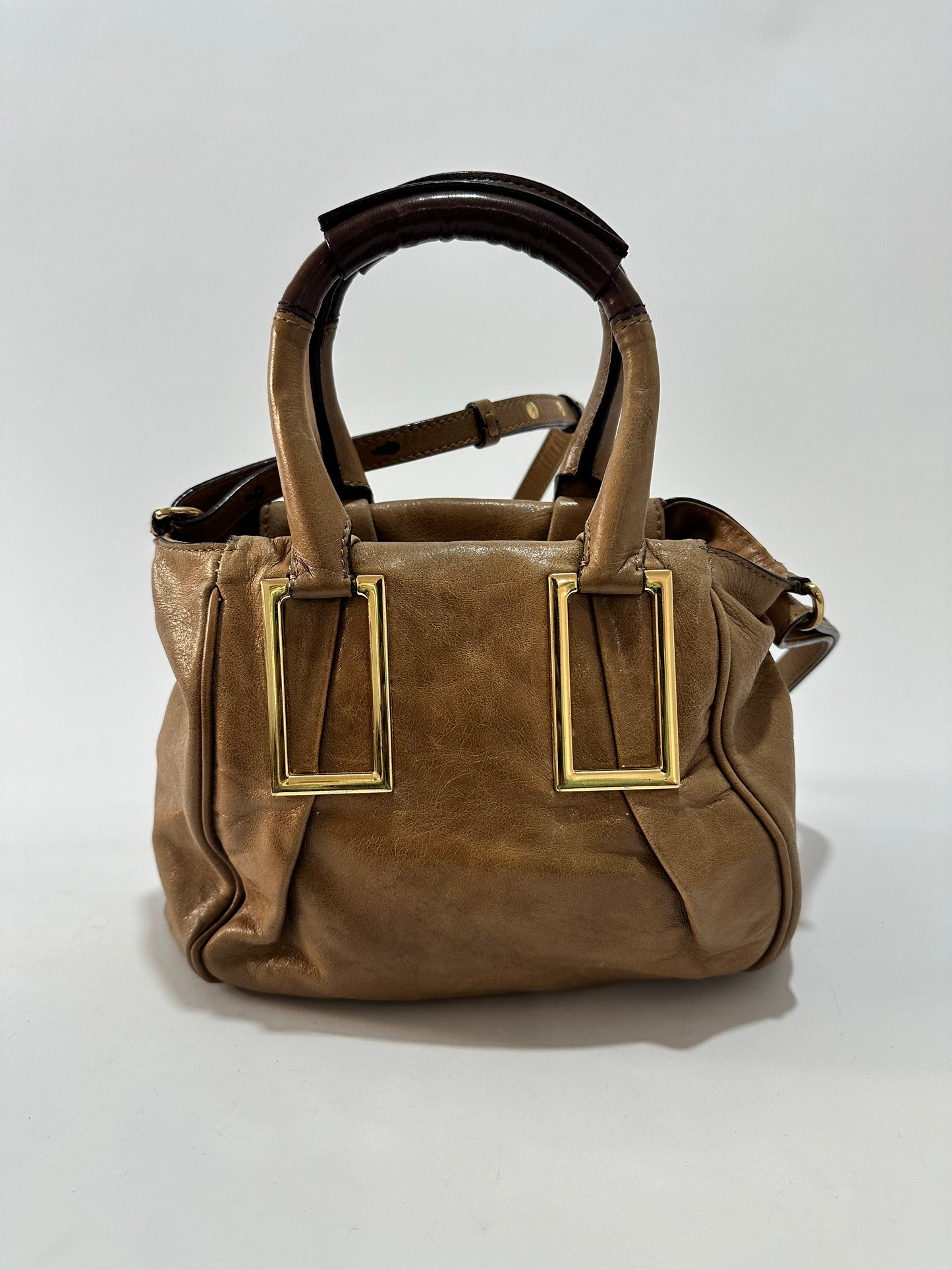 Chloe Metallic Brown Leather Small Ethel Satchel