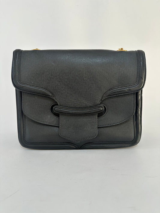 Alexander McQueen Black Leather Heroine Chain Shoulder Bag