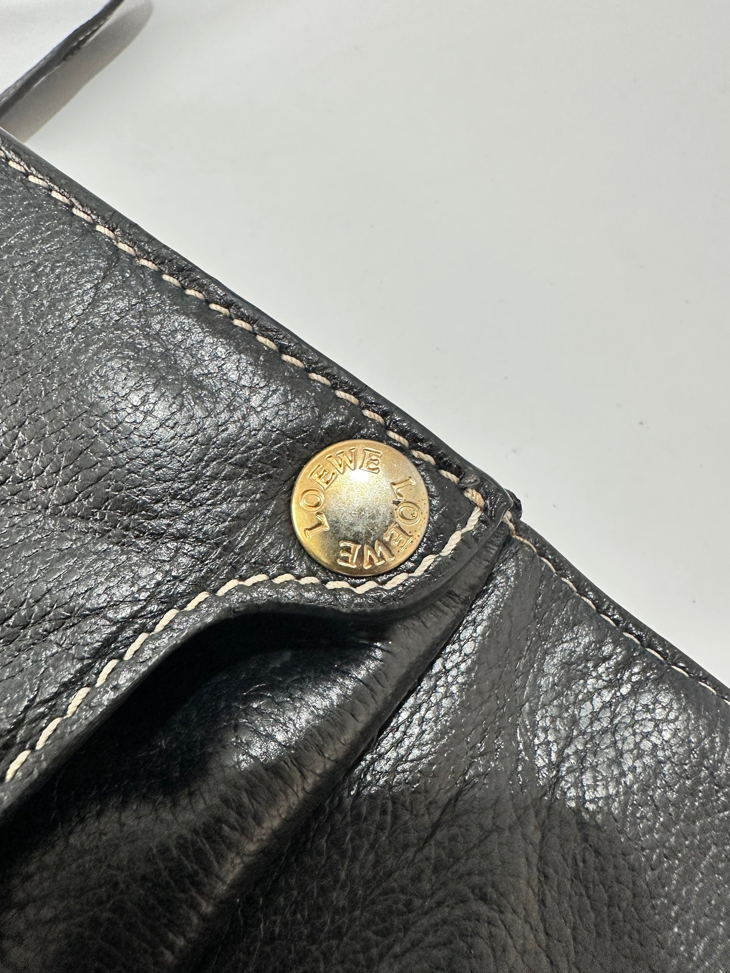 Vintage Loewe Shoulder Bag Black Leather Crossbody Bag