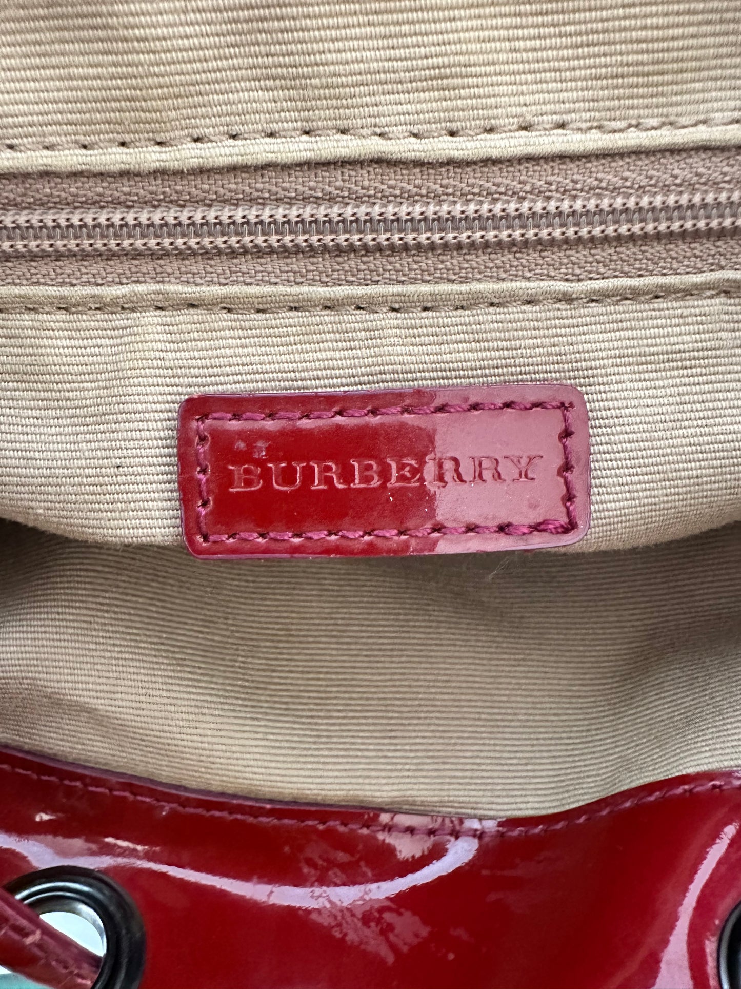 Burberry Beige/Red PVC and Patent Leather Backpack