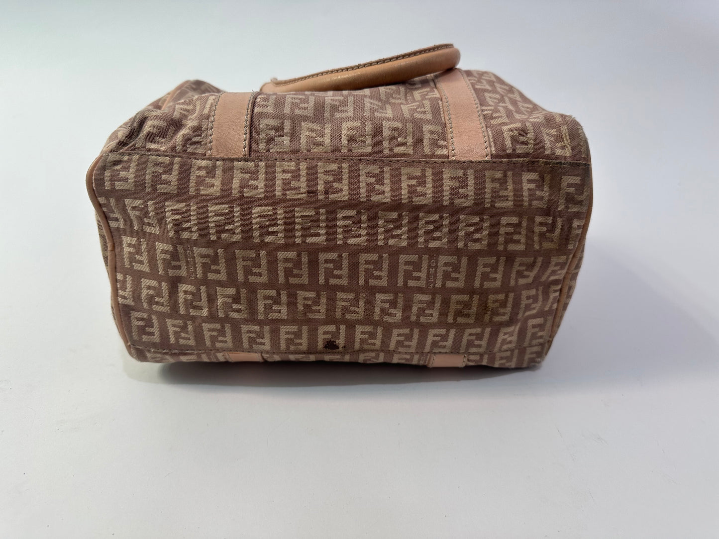 Fendi Pink Zucchino Canvas Small Forever Bauletto Boston Bag